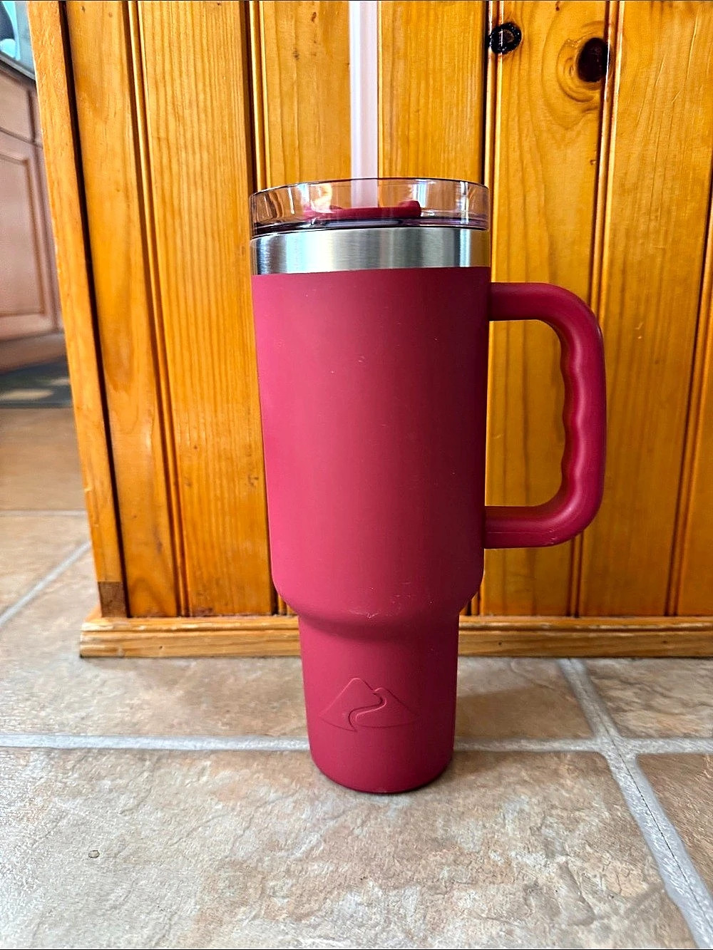 Ozark Trail Red Tumbler Cup with Handle and Straw 40oz